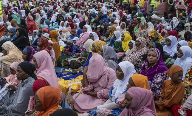 Muslims gather for Eid al-Adha prayers in Goma, Democratic Republic of Congo, Friday, June 6, 2025. (AP Photo/Moses Sawasawa)