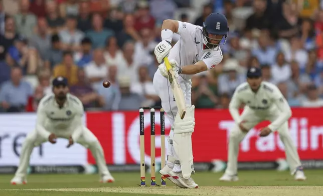 England's Ben Duckett bats on day two of the first cricket test match between England and India at Headingley in Leeds, England, Saturday, June 21, 2025, (AP Photo/Scott Heppell)