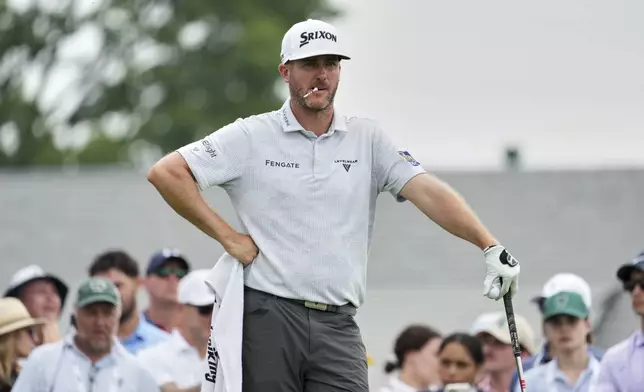 Taylor Pendrith, of Canada, waits tee off on the 12th hole during the second round of the U.S. Open golf tournament at Oakmont Country Club Friday, June 13, 2025, in Oakmont, Pa. (AP Photo/Gene J. Puskar)