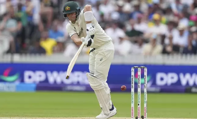 Australia's Steve Smith bats on day two of the World Test Championship final between South Africa and Australia at Lord's cricket ground in London, Thursday, June 12, 2025. (AP Photo/Kirsty Wigglesworth)