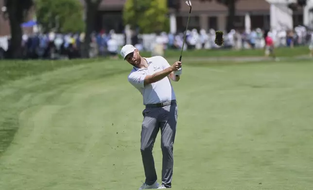 Chris Kirk hits from the third fairway during the final round of the Rocket Classic golf tournament at the Detroit Golf Club, Sunday, June 29, 2025, in Detroit. (AP Photo/Paul Sancya)