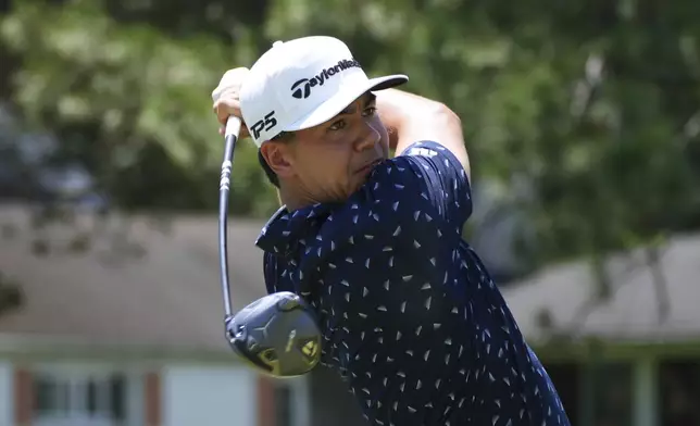 Michael Thorbjornsen hits from the fourth tee during the final round of the Rocket Classic golf tournament at the Detroit Golf Club, Sunday, June 29, 2025, in Detroit. (AP Photo/Paul Sancya)