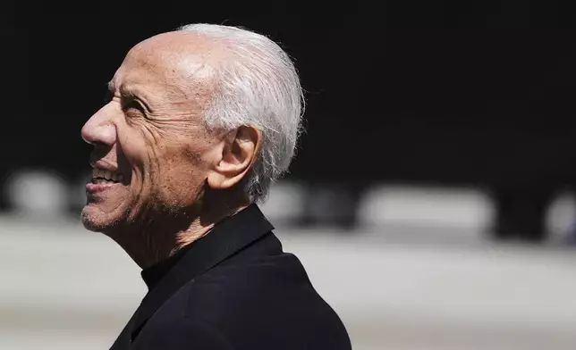 Former NBA basketball player and coach Lenny Wilkens smiles before his statue unveiling event outside of Climate Pledge Arena, Saturday, June 28, 2025, in Seattle. (AP Photo/Lindsey Wasson)