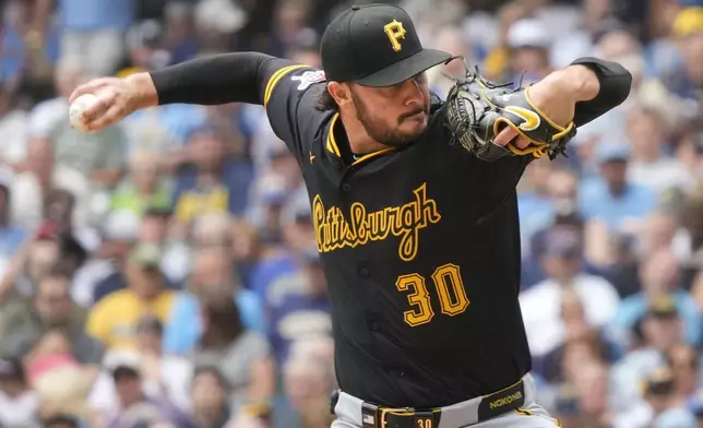 Pittsburgh Pirates pitcher Paul Skenes (30) throws during the second inning of a baseball game against the Milwaukee Brewers, Wednesday, June 25, 2025, in Milwaukee. (AP Photo/Kayla Wolf)