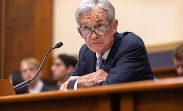 Federal Reserve Board Chairman Jerome Powell listens during a hearing of the House Committee on Financial Services on Capitol Hill, Tuesday, June 24, 2025, in Washington. (AP Photo/Mark Schiefelbein)