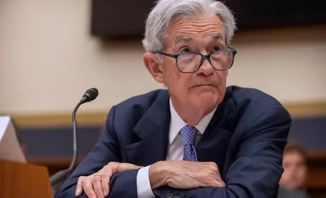 Federal Reserve Board Chairman Jerome Powell listens during a hearing of the House Committee on Financial Services on Capitol Hill, Tuesday, June 24, 2025, in Washington. (AP Photo/Mark Schiefelbein)