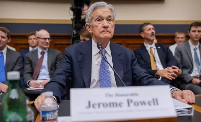 Federal Reserve Board Chairman Jerome Powell arrives for a hearing of the House Committee on Financial Services on Capitol Hill, Tuesday, June 24, 2025, in Washington. (AP Photo/Mark Schiefelbein)