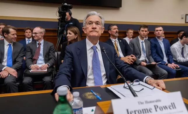 Federal Reserve Board Chairman Jerome Powell arrives for a hearing of the House Committee on Financial Services on Capitol Hill, Tuesday, June 24, 2025, in Washington. (AP Photo/Mark Schiefelbein)