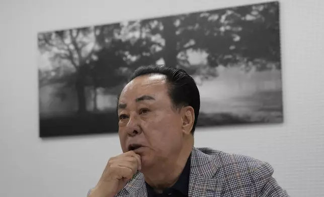 Park Sae-hwan, head of Dongchoon Circus Troupe, speaks during an interview with The Associated Press in Seoul, South Korea, Monday, June 9, 2025. (AP Photo/Ahn Young-joon)