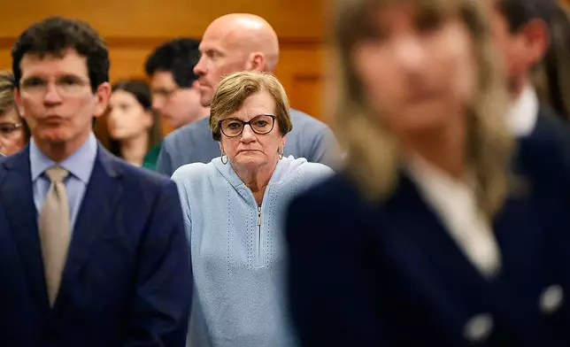 Peggy O'Keefe, mother of John O'Keefe watches as the jury enters he courtroom to resume deliberations during Karen Read's trial at Norfolk Superior Court, Wednesday, June 18, 2025, in Dedham, Mass. (Greg Derr/The Patriot Ledger via AP, Pool)