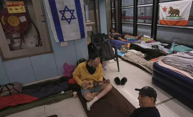 People take shelter in an underground metro station as a precaution against possible Iran missile attacks, in Ramat Gan, near Tel Aviv, Israel, Tuesday, June 17, 2025. (AP Photo/Oded Balilty)