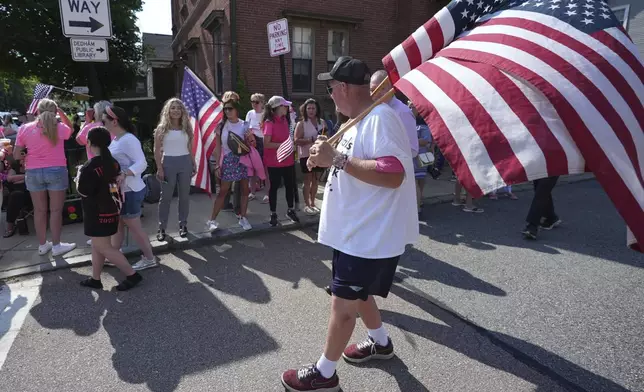 Supporters of Karen Read gather prior to the day's session outside Norfolk Superior Court, Thursday, June 12, 2025, in Dedham, Mass. (AP Photo/Charles Krupa)