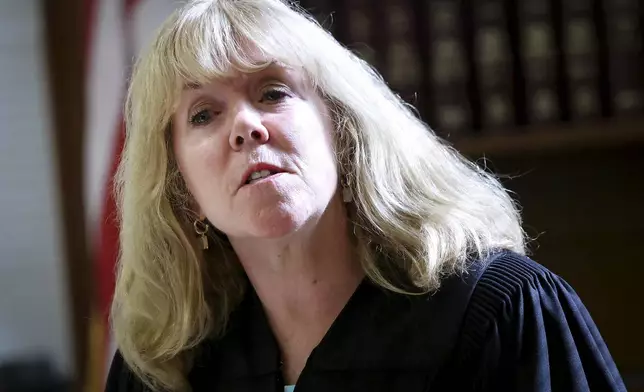 Judge Beverly Cannone speaks to jurors at the start of Karen Read's murder trial in Norfolk Superior Court in Dedham, Mass., Friday, June 6, 2025. (Mark Stockwell/The Sun Chronicle via AP, Pool)