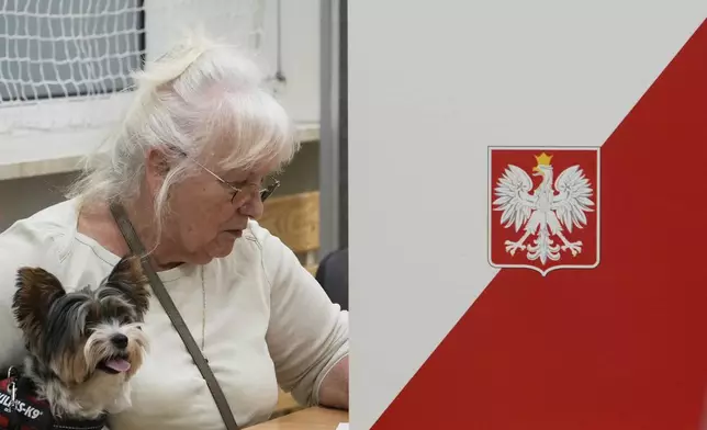 A woman prepares to cast her vote during the presidential election runoff in Warsaw, Poland, Sunday, June 1, 2025. (AP Photo/Czarek Sokolowski)