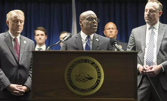 FBI Special Agent in Charge, Alvin M. Winston speaks during a news conference at the United States Courthouse in Minneapolis, Monday, June 16, 2025. (AP Photo/George Walker IV)