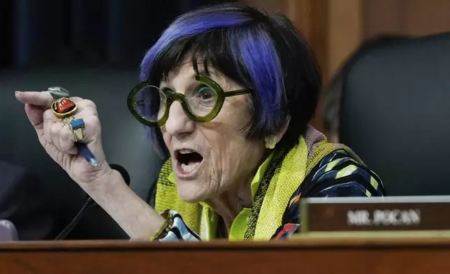 Rep. Rosa DeLauro, D-Conn., questions director of the Office of Management and Budget Russell Vought during a House Appropriations hearing, Wednesday, June 4, 2025, on Capitol Hill in Washington. (AP Photo/Julia Demaree Nikhinson)