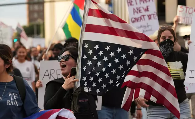 Anti ICE protesters march in downtown San Antonio, Wednesday, June 11, 2025. (AP Photo/Eric Gay)