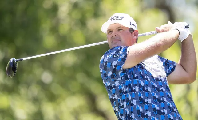 Patrick Reed, of 4Aces GC, hits from the second tee during the final round of LIV Golf Dallas at Maridoe Golf Club, Sunday, June 29, 2025, in Carrollton, Texas. (Mateo Villalba/LIV Golf via AP)