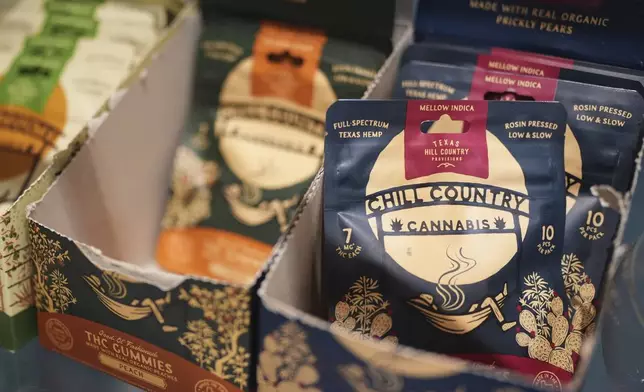 THC products that Texas lawmakers are seeking to ban are seen at the Dope Daughters dispensary, Thursday, May 29, 2025, in Austin, Texas. (AP Photo/Eric Gay)