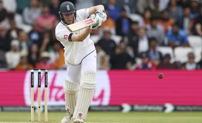 England's Zak Crawley plays a shot on day five of the first cricket test match between England and India at Headingley in Leeds, England, Tuesday, June 24, 2025. (AP Photo/Scott Heppell)