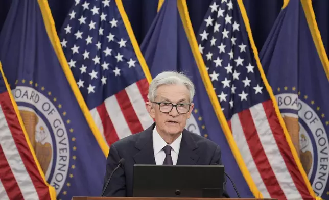 Federal Reserve Board Chairman Jerome Powell speaks during a news conference at the Federal Reserve in Washington, Wednesday, June 18, 2025. (AP Photo/Mark Schiefelbein)