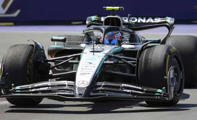 Mercedes driver Kimi Antonelli, of Italy, turns in the hairpin during Formula One auto racing action at the Canadian Grand Prix, in Montreal on Sunday, June 15, 2025. (Evan Buhler/The Canadian Press via AP)