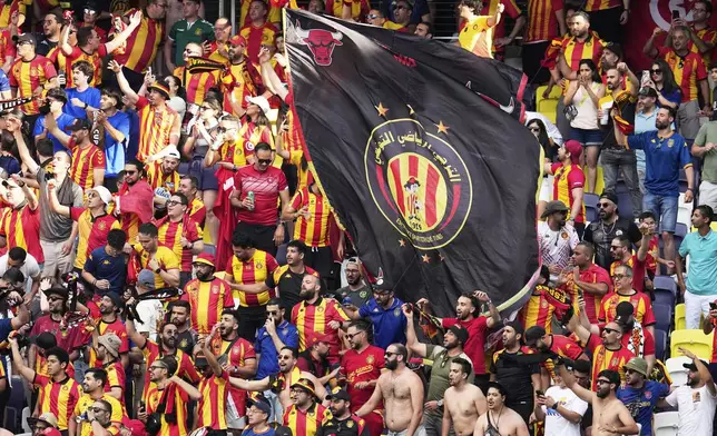 Esperance de Tunis supporters react during the Club World Cup Group D soccer match between Los Angeles FC and ES Tunisie in Nashville, Tenn., Friday, June 20, 2025. (AP Photo/George Walker IV)