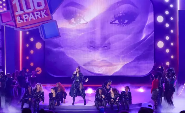 Ashanti performs a medley during the BET Awards on Monday, June 9, 2025, at the Peacock Theater in Los Angeles. (AP Photo/Chris Pizzello)