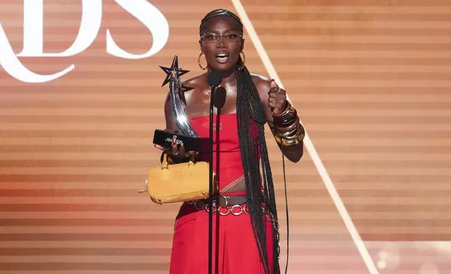 Doechii accepts the award for best female hip hop artist during the BET Awards on Monday, June 9, 2025, at the Peacock Theater in Los Angeles. (AP Photo/Chris Pizzello)