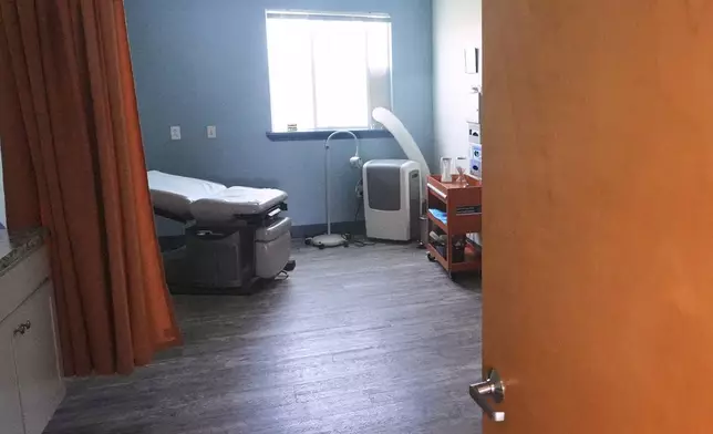 An examination room is ready for a patient visit at the Maine Family Planning healthcare facility, July 15, 2025, in Thomaston, Maine. (AP Photo/Charles Krupa)