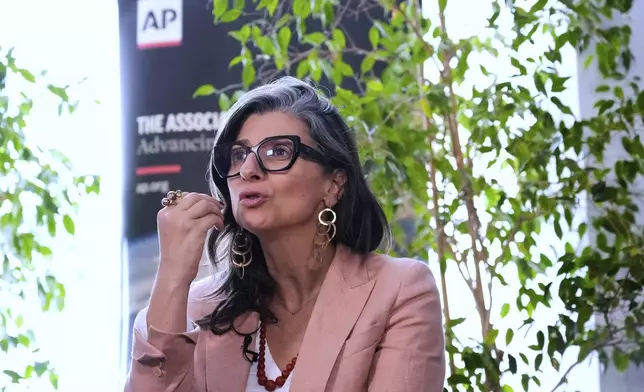 Francesca Albanese, the U.N. special rapporteur for the West Bank and Gaza, is interviewed by the Associated Press in Rome, Tuesday, July 29, 2025. (AP Photo/Gregorio Borgia)