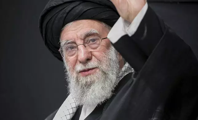 In this photo provided by the Office of the Iranian Supreme Leader, Supreme Leader Ayatollah Ali Khamenei attends a mourning ceremony commemorating the death anniversary of the Prophet Muhammad's grandson, Hussein, in Tehran, Iran, on Saturday, July 6, 2025. (Office of the Iranian Supreme Leader via AP)
