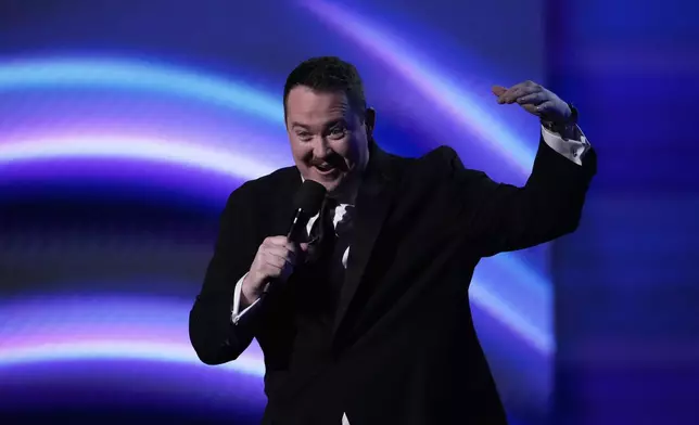 Host Shane Gillis speaks at the ESPY Awards at the Dolby Theatre in Los Angeles, Wednesday, July 16, 2025. (AP Photo/Mark J. Terrill)