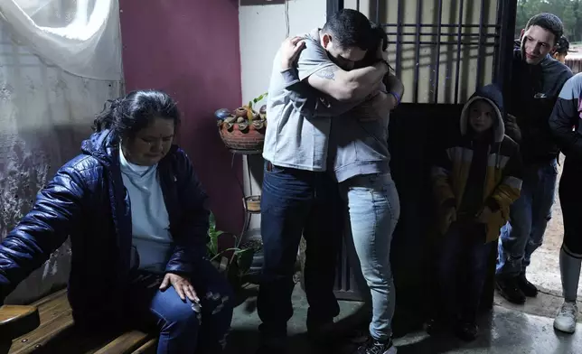 Carlos Uzcategui, one of the Venezuelan migrants deported months ago to El Salvador by the United States under an immigration crackdown, is welcomed home in Lobatera, Venezuela, Wednesday, July 23, 2025. (AP Photo/Ariana Cubillos)