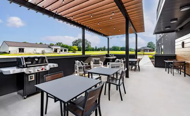 Outdoor patio at LivSmart Studios by Hilton Tullahoma. The hotel is the first for LivSmart Studios, a new extended-stay brand that blends the comfort and functionality of studio apartment-style accommodations with the consistency, value and hospitality travelers expect when they stay with Hilton. (Photo: Hilton)