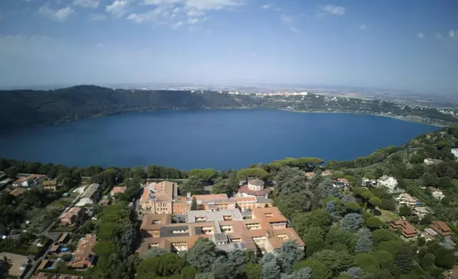 A view of the Albano Lake, about 30 kilometers southeast of Rome, where Pope Leo XIV will be spending a short period of rest in the nearby historic summer retreat for popes of Castel Gandolfo, Wednesday, July 2, 2025. (AP Photo/Andrew Medichini)