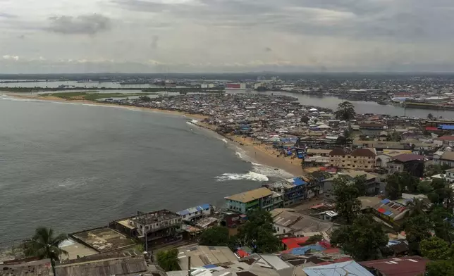 Wide view of Monrovia, Liberia, from the top of the Ducor Hotel, Sunday, June 15, 2025. (AP Photo/Annie Risemberg)