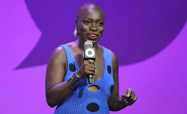 Jessica Nabongo speaks at a Global Citizen NOW event in Detroit, Thursday, July 10, 2025. (AP Photo/Paul Sancya)
