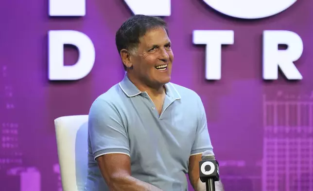 Mark Cuban speaks at a Global Citizen NOW event in Detroit, Thursday, July 10, 2025. (AP Photo/Paul Sancya)
