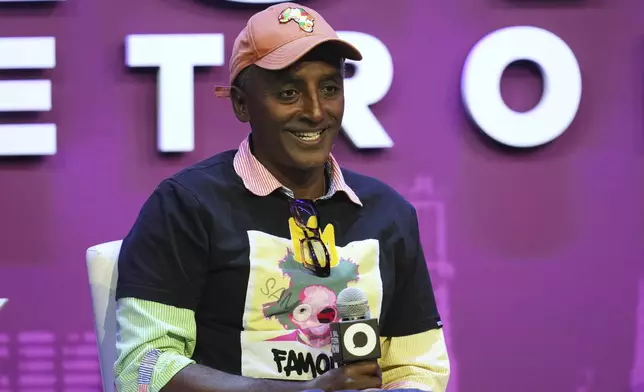 Marcus Samuelsson, chef, restaurateur and television personality, speaks at a Global Citizen NOW event in Detroit, Thursday, July 10, 2025. (AP Photo/Paul Sancya)