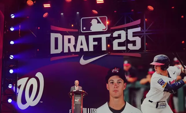 The Washington Nationals select Eli Willits, of Oklahoma in the first round of the MLB baseball draft Sunday, July, 13, 2025 in Atlanta. (AP Photo/Mike Stewart)