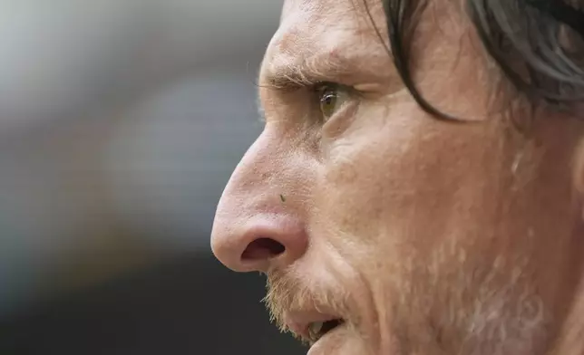 Real Madrid's Luka Modric looks on during the Club World Cup round of 16 soccer match between Real Madrid and Juventus in Miami Gardens, Fla., Tuesday, July 1, 2025. (AP Photo/Rebecca Blackwell)