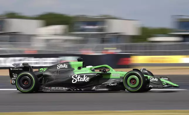 Kick Sauber driver Nico Hulkenberg of Germany steers his car during the British Formula One Grand Prix race at the Silverstone racetrack in Silverstone, England, Sunday, July 6, 2025. (AP Photo/Darko Bandic)