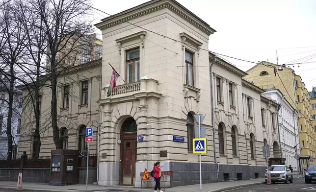 FILE - A view of the Embassy of Afghanistan in Moscow, Russia, April 1, 2025. (AP Photo/Pavel Bednyakov, File)