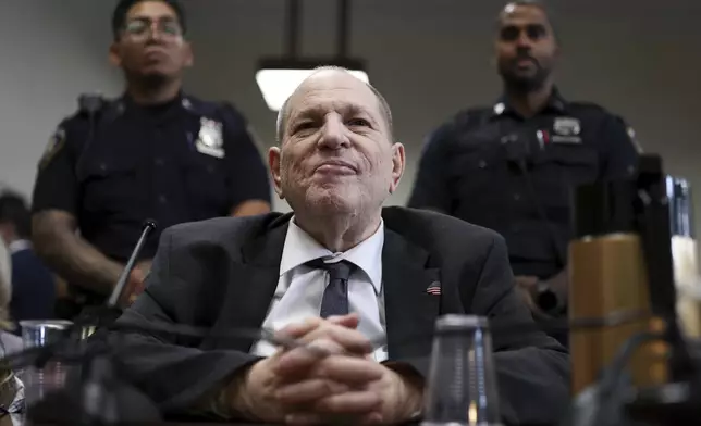 FILE - Harvey Weinstein appears in state court in Manhattan for his retrial on June 5, 2025 in New York. Weinstein was convicted of rape and other charges in 2022 by a Los Angeles jury. He was sentenced then to 16 years in prison and is appealing that conviction. (Charly Triballeau/Pool Photo via AP, File)