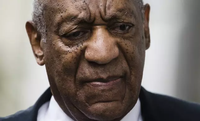 FILE - Bill Cosby arrives for his sexual assault trial at the Montgomery County Courthouse in Norristown, Pa., June 17, 2017. (AP Photo/Matt Rourke, File)