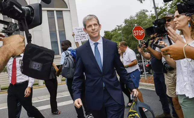 David Oscar Markus, an attorney for Ghislaine Maxwell, talks with the media outside the federal courthouse, Friday, July 25, 2025, in Tallahassee, Fla., after Deputy Attorney General Todd Blanche met with Maxwell, the imprisoned former girlfriend of financier and convicted sex offender Jeffrey Epstein. (AP Photo/Colin Hackley)