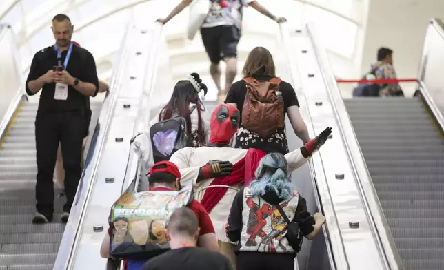 A person dressed as Deadpool attends Comic-Con International on Friday, July 25, 2025, in San Diego. (Photo by Andrew Park/Invision/AP)