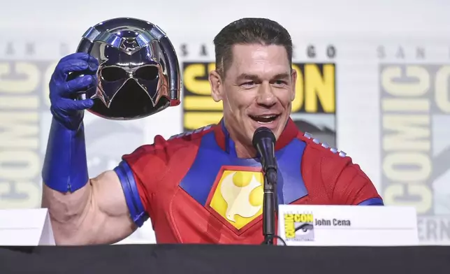 John Cena attends a panel for "Peacemaker" during Comic-Con International on Saturday, July 26, 2025, in San Diego. (Photo by Richard Shotwell/Invision/AP)