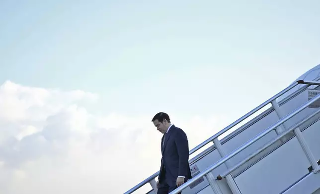 U.S. Secretary of State Marco Rubio arrives at Subang Air Base, outside of Kuala Lumpur Thursday, July 10, 2025. Rubio arrived in Malaysia to attend the ASEAN Foreign Ministers' Meeting. (Mandel Ngan/Pool Photo via AP)